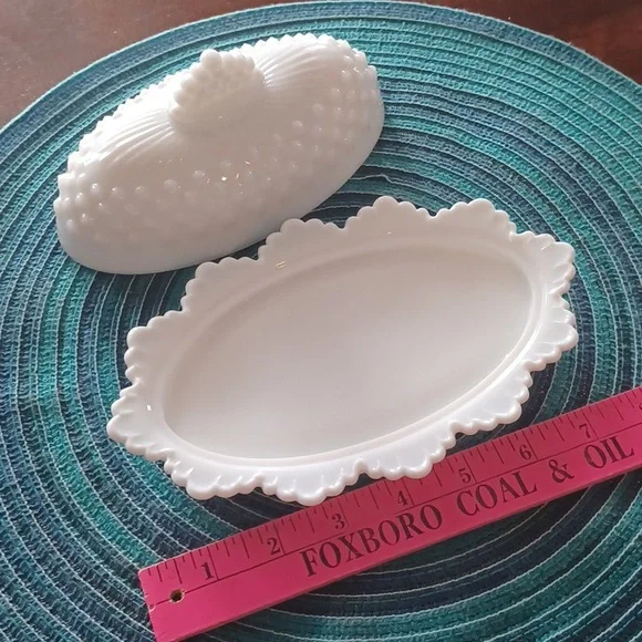 Fenton Hobnail Milk Glass Butter Dish With Lid - Picture 4 of 4